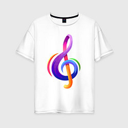 Женская футболка оверсайз Скрипичный ключ в цвете