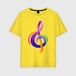 Женская футболка оверсайз Скрипичный ключ в цвете