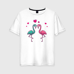 Женская футболка оверсайз Flamingo love