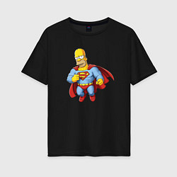 Женская футболка оверсайз Гомер супермен