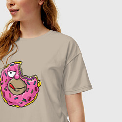 Футболка оверсайз женская Homer donut, цвет: миндальный — фото 2