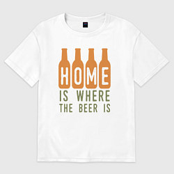 Женская футболка оверсайз Дом там где пиво