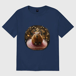 Женская футболка оверсайз Мем капибара и надпись: порхай как бабочка