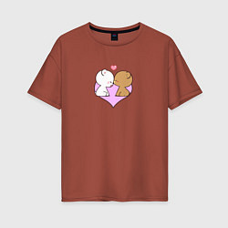 Женская футболка оверсайз Теплые сердца