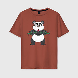 Женская футболка оверсайз Панда с нунчаками