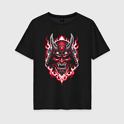 Женская футболка оверсайз Samurai mask demon