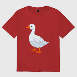 Женская футболка оверсайз Гусь белый нарисованный