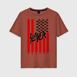 Футболка оверсайз женская Slayer Flag, цвет: кирпичный