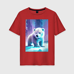 Женская футболка оверсайз Прикольный милый медвежонок
