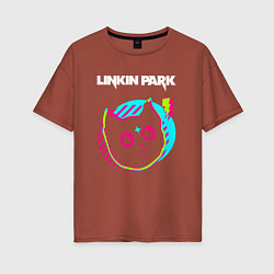 Женская футболка оверсайз Linkin Park rock star cat