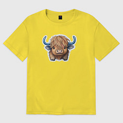 Женская футболка оверсайз Шотландский волосатый бык