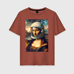 Женская футболка оверсайз Mona Lisa astronaut - neural network