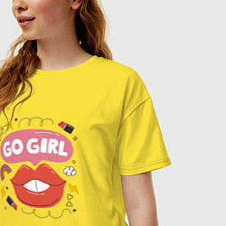 Футболка оверсайз женская Go girl lips, цвет: желтый — фото 2