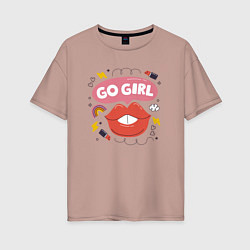 Женская футболка оверсайз Go girl lips