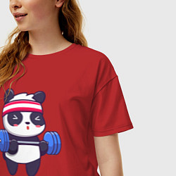 Футболка оверсайз женская Панда в качалке, цвет: красный — фото 2