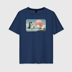 Женская футболка оверсайз Монстр горы Фудзи