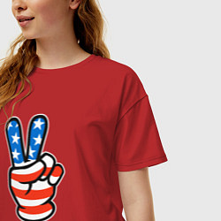 Футболка оверсайз женская USA peace, цвет: красный — фото 2