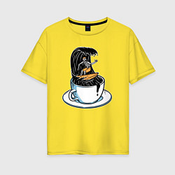 Женская футболка оверсайз Кофейный серфер