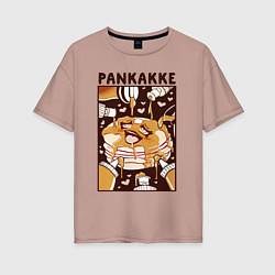 Футболка оверсайз женская Блинчики - pancakes ahegao, цвет: пыльно-розовый