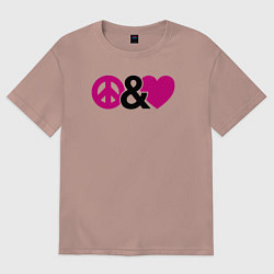 Футболка оверсайз женская Peace and love, цвет: пыльно-розовый