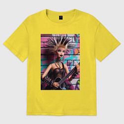 Футболка оверсайз женская Barbie - punk guitarist neural network, цвет: желтый