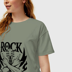 Футболка оверсайз женская Rock - guitar, цвет: авокадо — фото 2