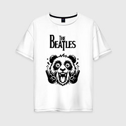 Футболка оверсайз женская The Beatles - rock panda, цвет: белый