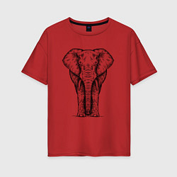 Женская футболка оверсайз Слон анфас