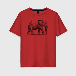 Футболка оверсайз женская Слон гуляет, цвет: красный