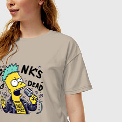 Футболка оверсайз женская Bart Simpson - punks not dead, цвет: миндальный — фото 2