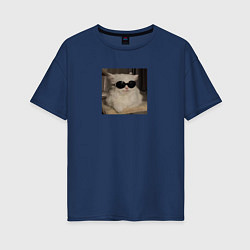Женская футболка оверсайз Кот мем в крутых очках