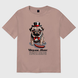 Женская футболка оверсайз Мопс и сарделька