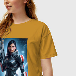 Футболка оверсайз женская Mass Effect -N7 armor, цвет: горчичный — фото 2
