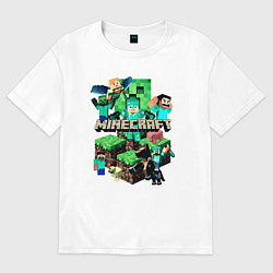 Футболка оверсайз женская Персонажи из Minecraft, цвет: белый