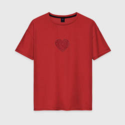 Женская футболка оверсайз Блестящее красное сердечко