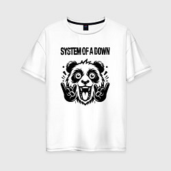 Футболка оверсайз женская System of a Down - rock panda, цвет: белый