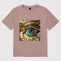 Женская футболка оверсайз Золотой глаз металлический в стиле стимпанк зелено