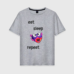 Женская футболка оверсайз Eat sleep woohoo repeat