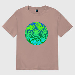 Женская футболка оверсайз Зеленый кельтский узор