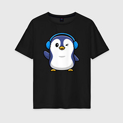 Женская футболка оверсайз Привет от пингвина