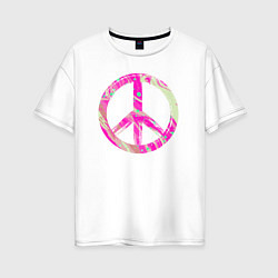 Футболка оверсайз женская Pink peace, цвет: белый