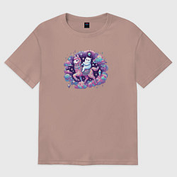 Женская футболка оверсайз Забавный кот и альпака