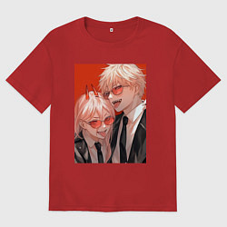 Женская футболка оверсайз Дэндзи Пауэр Человек бензопила