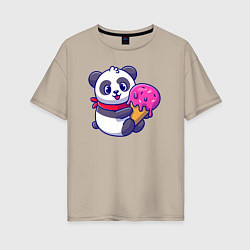 Женская футболка оверсайз Панда и мороженое