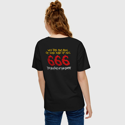 Женская футболка оверсайз Iron Maiden The Number Of The Beast 666 / Черный – фото 4