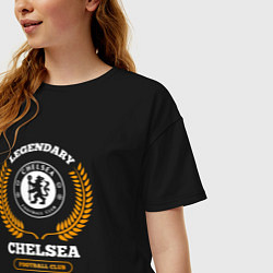 Футболка оверсайз женская Лого Chelsea и надпись legendary football club, цвет: черный — фото 2