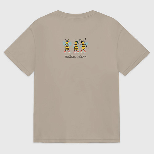 Женская футболка оверсайз Пчёлка-фотограф серия: весёлые пчёлки / Миндальный – фото 2