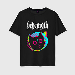 Футболка оверсайз женская Behemoth rock star cat, цвет: черный