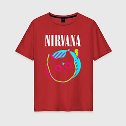 Женская футболка оверсайз Nirvana rock star cat