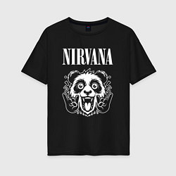 Женская футболка оверсайз Nirvana rock panda